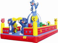 Inflatable Blue Cat Bouncer Obstacle Fun City