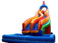 Inflatable Twist Slide With Double Water Pool