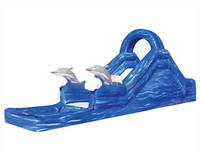 Inflatable Marble Blue Dolphin Slide With Water Pool