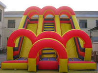 Inflatable Double Lane Slide With Colorful Arches