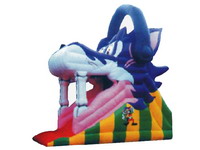 Giant Inflatable Wolf Slide In Blue