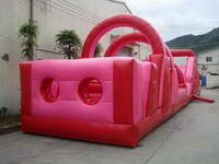 Full Color Red Inflatable Obstacle Course Race for Rentals