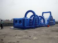 Full Color Blue Inflatable Obstacle Course Race for Sale