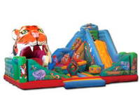 Giant Inflatable Jungle Tiger Slide With Obstacle