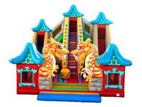 Inflatable Super Oriental Dragon Slide With Dual Ramps