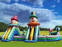 Giant Inflatable Obstacle Field With Slide In Clown Theme