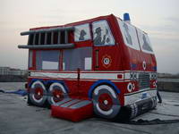 Custom Made Inflatable Fire Truck bouncer for Kids Amusement