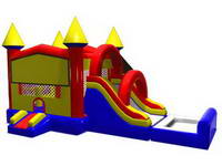 Amusing Inflatable Bouncer Slide Combo Wet Slide with Hoop