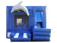Inflatable 3 in 1 Blue Dolphin Castle Slide Combo for Sale