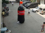 PVC Material Coca Cola Inflatable Bottle Replica 4m High