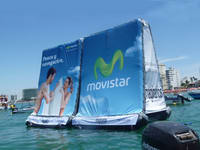 Custom Made 2 Combinations Movistar Advertising Inflatable Water Billboard for Sale