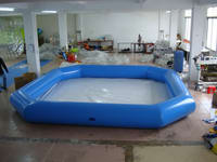 Custom Light Blue Tubes Inflatable Pool with white bottom