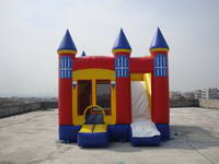 Custom 12 Foot High 3 In 1 Red Inflatable Castle Combo