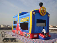 Good Painting Inflatable Train Bounce House Slide for Kids