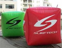 Inflatable swim buoy in cube shape for water triathlons advertising