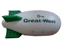 Single Color Printing White Inflatable Blimp with Green Wings