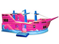 Pink Inflatable Pirate Boat