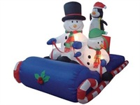 6 Foot Long Inflatable Christmas Snowmen Penguin Sitting on A Sleigh