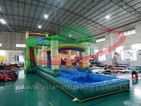 Palm Tree Inflatable Water Slide With Splash Pool