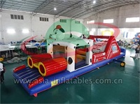 Giant Inflatable Cartoon Dog Obstacle Run Course