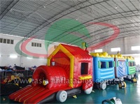 Inflatable Train Maze And Tunnel Games For Kids