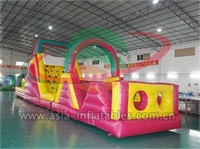 Inflatable Pink Obstacle Challenge Park Games