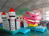 Inflatable Pink Dragon Head Bouncer Combo