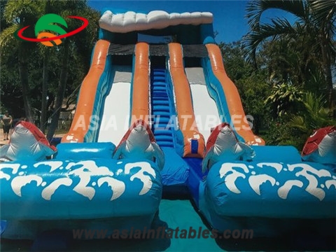 Adult and kids big kahuna inflatable water slide with double lane