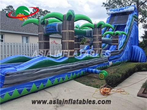 Most popular tropical palm tree inflatable water slide inflatable wave water slide