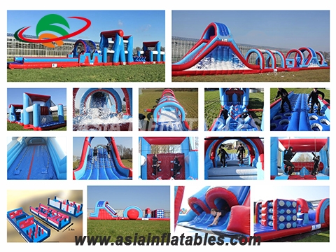 New Commercial Sport Theme Inflatable Obstacle Course With Pool