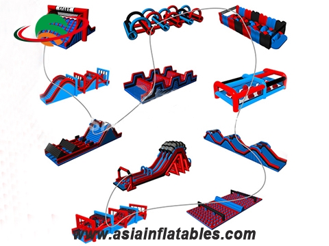 Interesting and Challenge Outdoor Wipeout Inflatable Obstacle Course