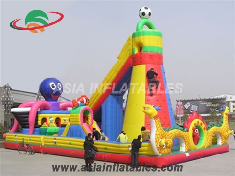 Inflatable Jellyfish Park Playground with Soccer Rock Climbing Wall